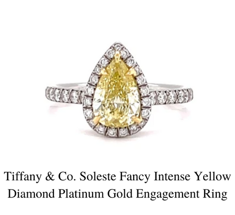 Tiffany & Co. Soleste Fancy Intense Yellow Diamond Platinum Gold Engagement Ring