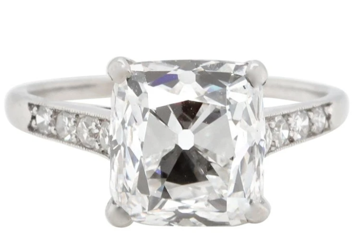 Bague de fiançailles en diamant taille ancienne Art Déco Cartier 4,02 carats