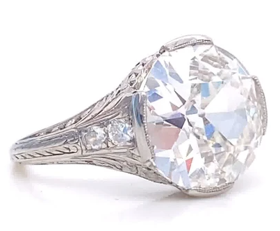 Bague de fiançailles en diamant européen ancien Art déco de 5,04 carats