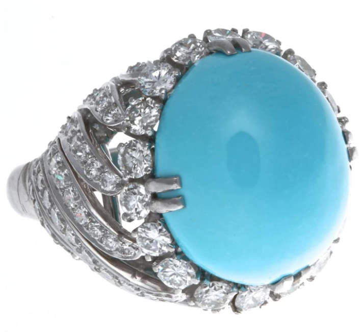 Bague Vintage David Webb Diamant Turquoise