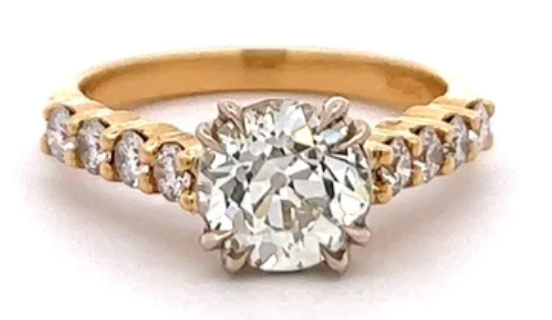 1.56 carats English GIA old european cut diamond ring on a 18k gold setting