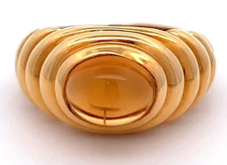 Vintage Bvlgari Italian doppio dome ring with citrine on a 18k yellow gold setting
