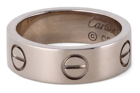 Cartir love band 18 karat white gold setting