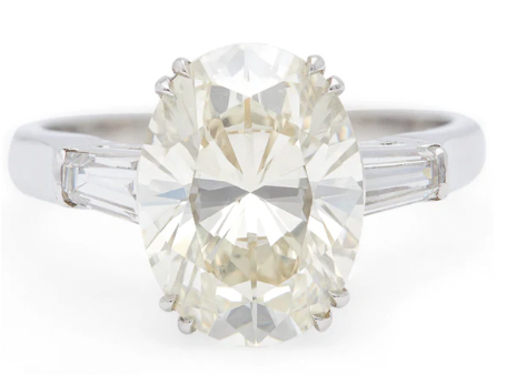 Mid century GIA 5.09 carat oval cut diamond on a platinum setting