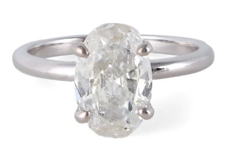 GIA 2.23 carat oval cut diamond solitaire ring on a 14k white gold setting