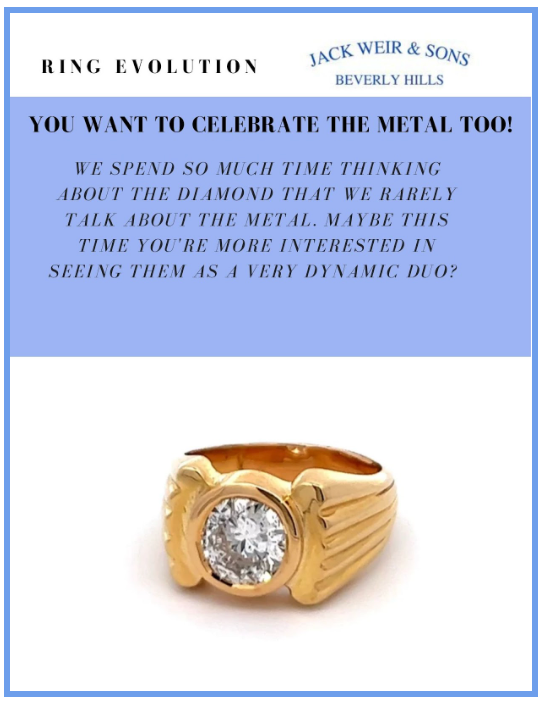 黄金钻石单石位于白色背景上，附有有关如何取出订婚戒指钻石并将其重置以庆祝金属（而不仅仅是钻石）的副本。