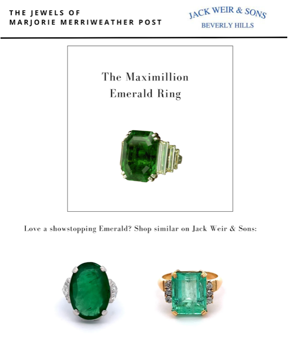 Emerald rings from the Jack Weir and Sons collection