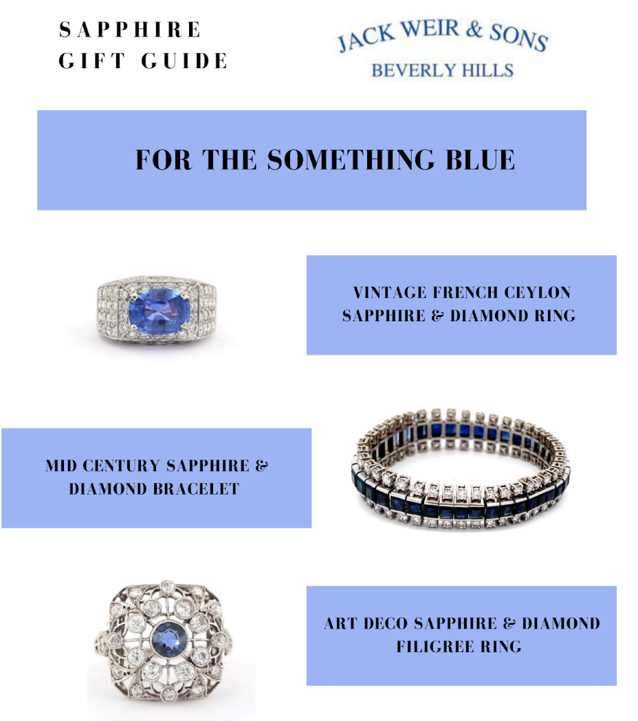 Sapphire gift guide with a 2 rings and a bracelet