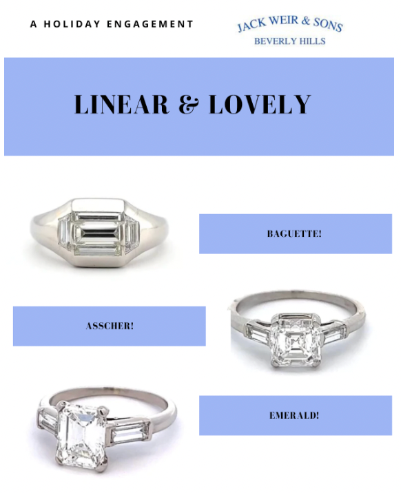 Baguette, asscher and emerald cut rings