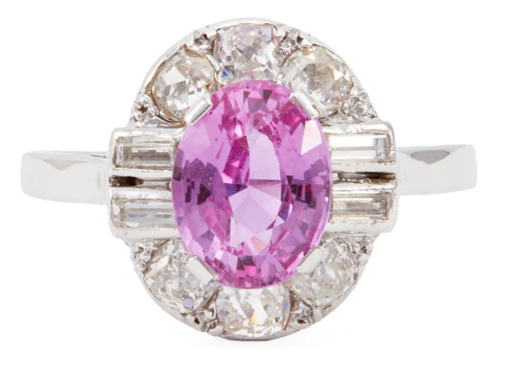 2.49 carat pink sapphire on a 18k white gold setting