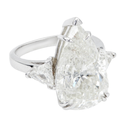 10.03 carat pear cut diamond platinum ring