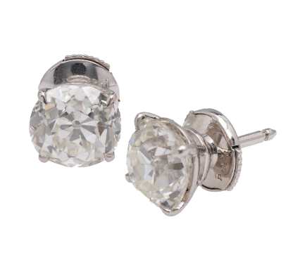 A pair of diamond earring studs