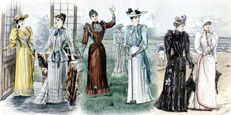 Women in the late Victorian era showing their fashion style