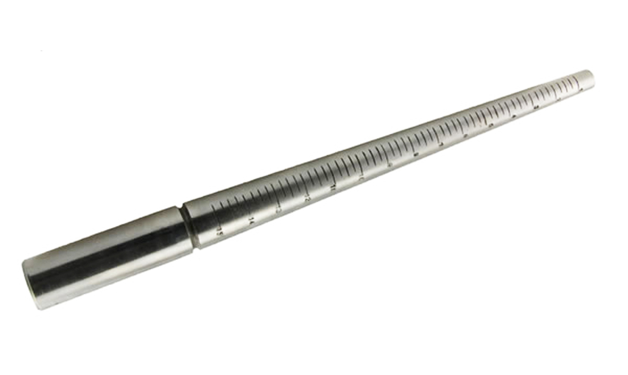 Silver ring mandrel on a white background 