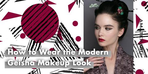 How to wear the modern geisha makeup look Amaterasu Beauty liquid liner mascara