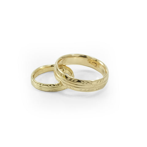 nishnabotna 14k yellow gold wedding band set