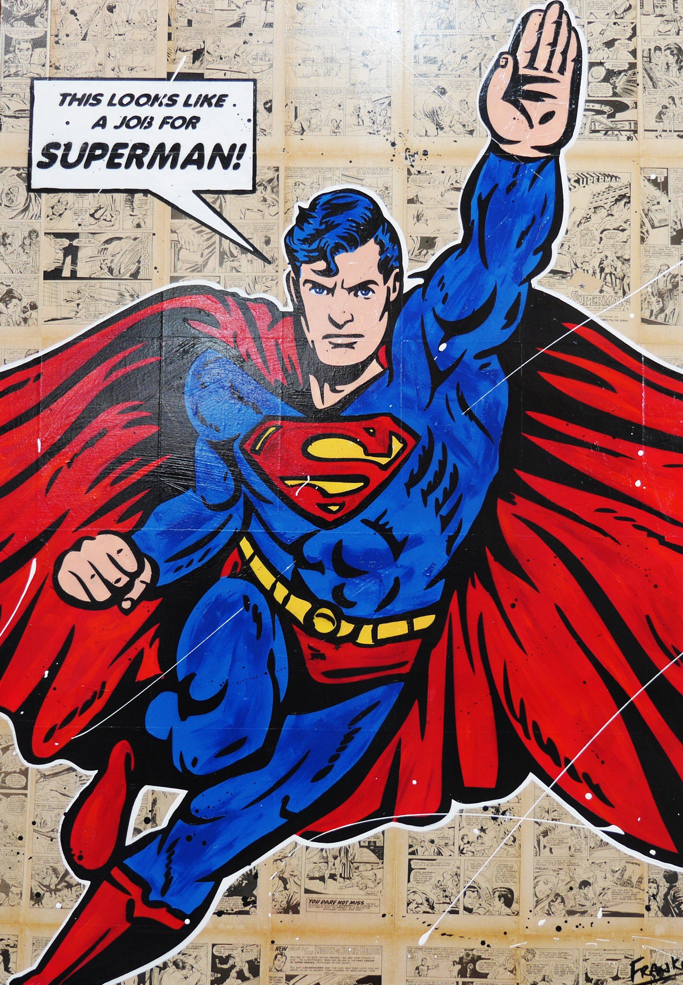The Job 140cm X 100cm Vintage Comic Book Superman Pop Art