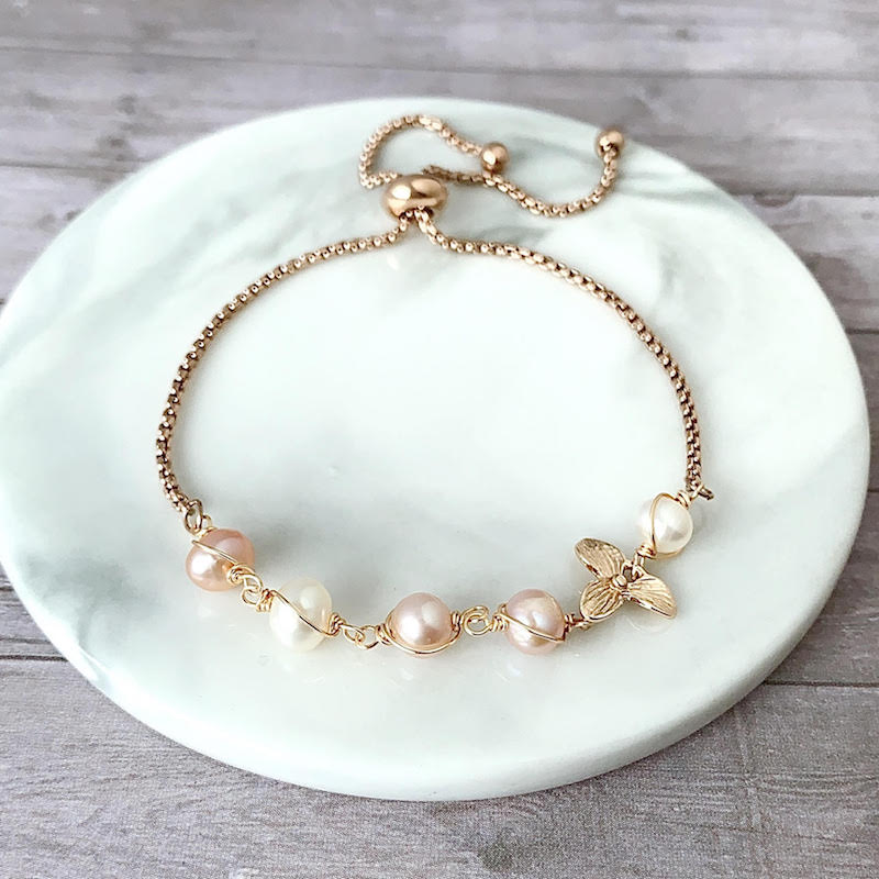 pink freshwater pearl bracelet