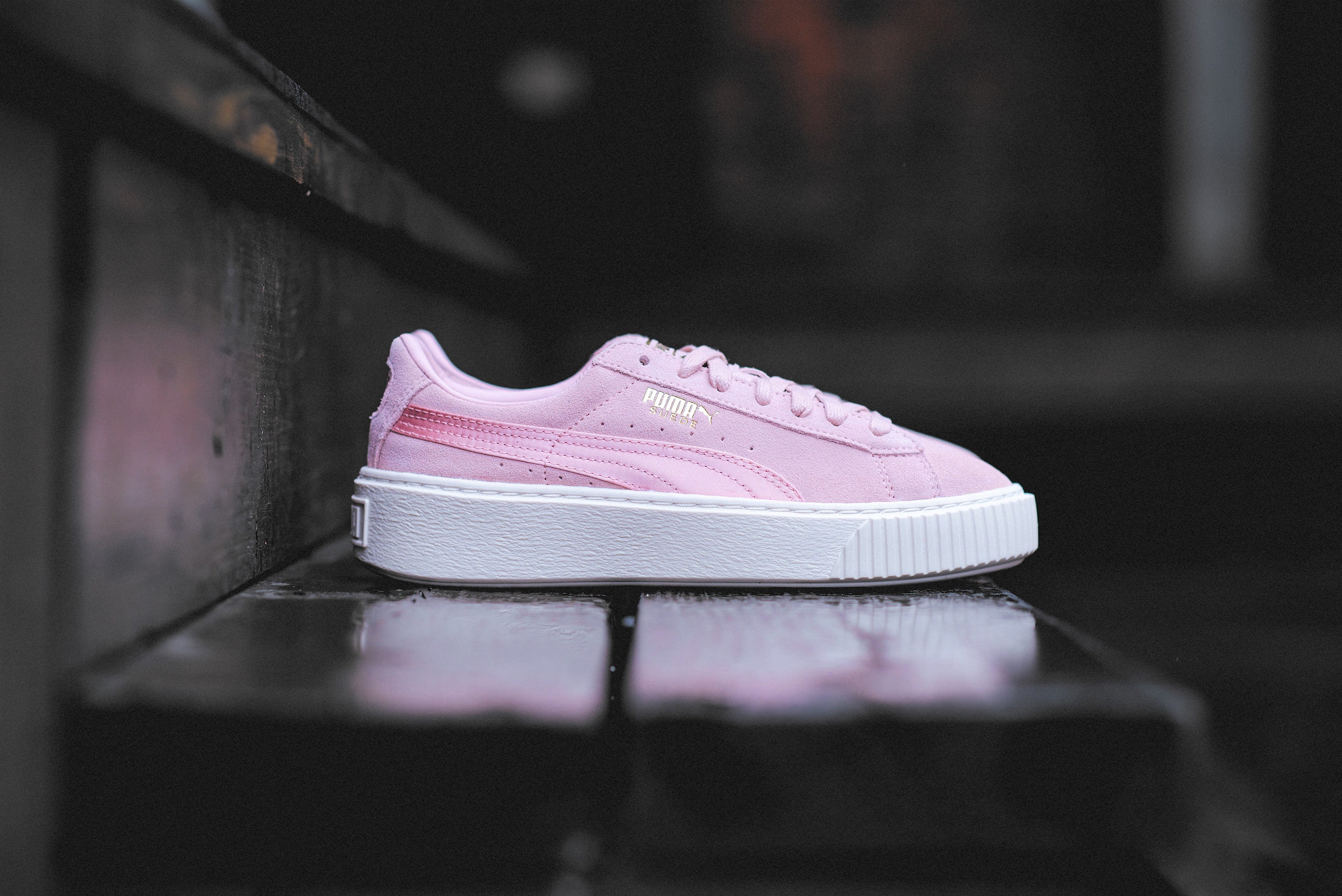 puma suede platform satin sneaker