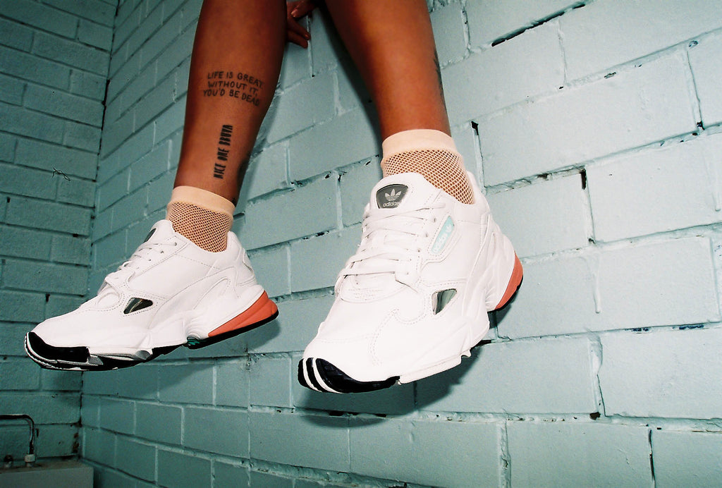 adidas falcon white and orange