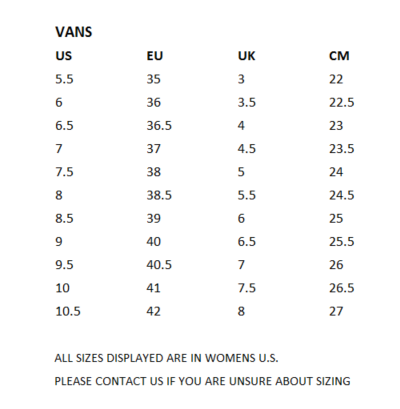 vans sizing womens