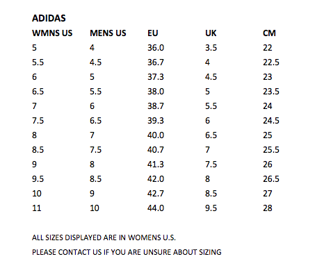 adidas womens mens size chart