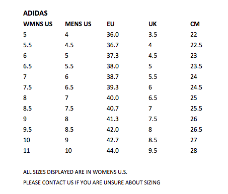 adidas jacket size chart