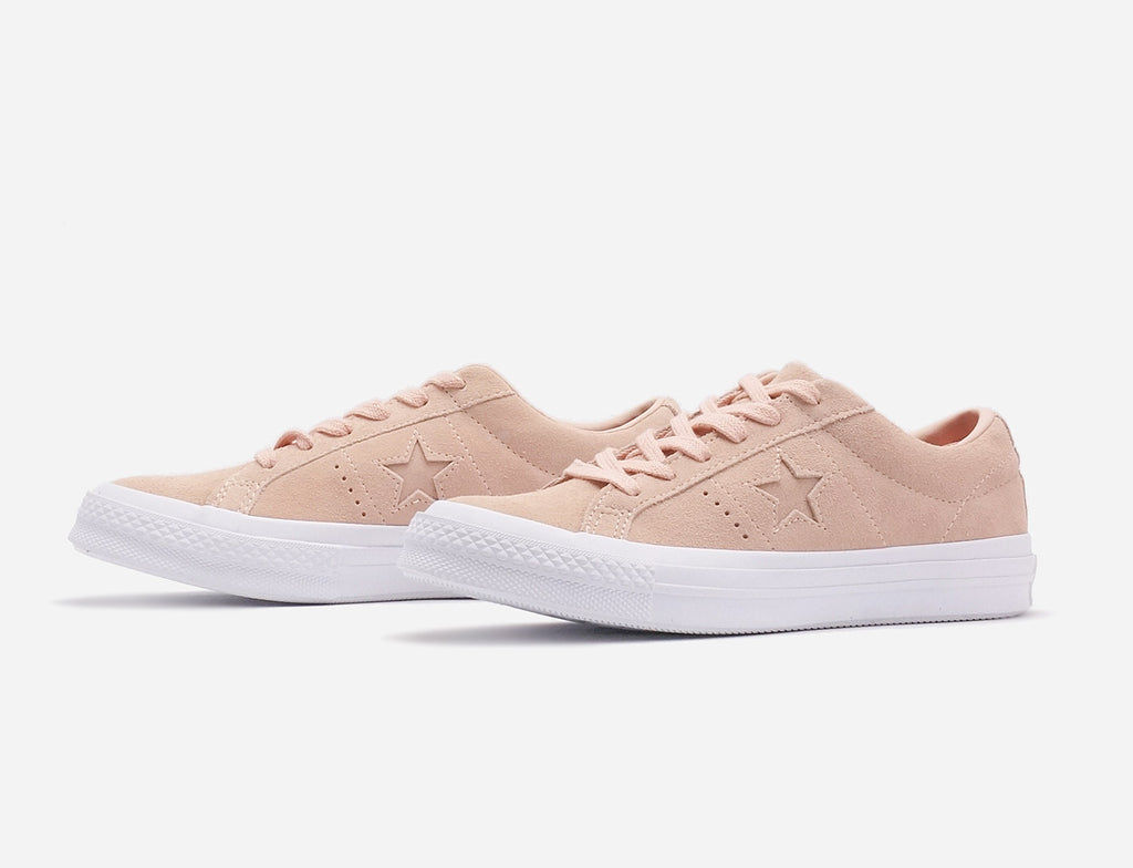 converse one star pink suede trainers