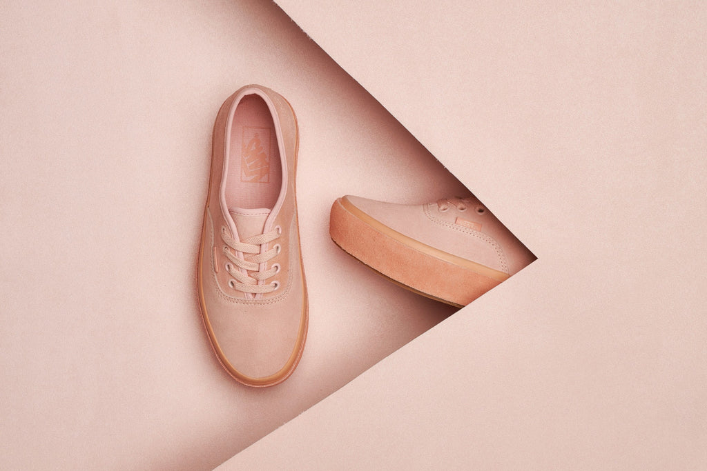 suede slip on platform vans pink