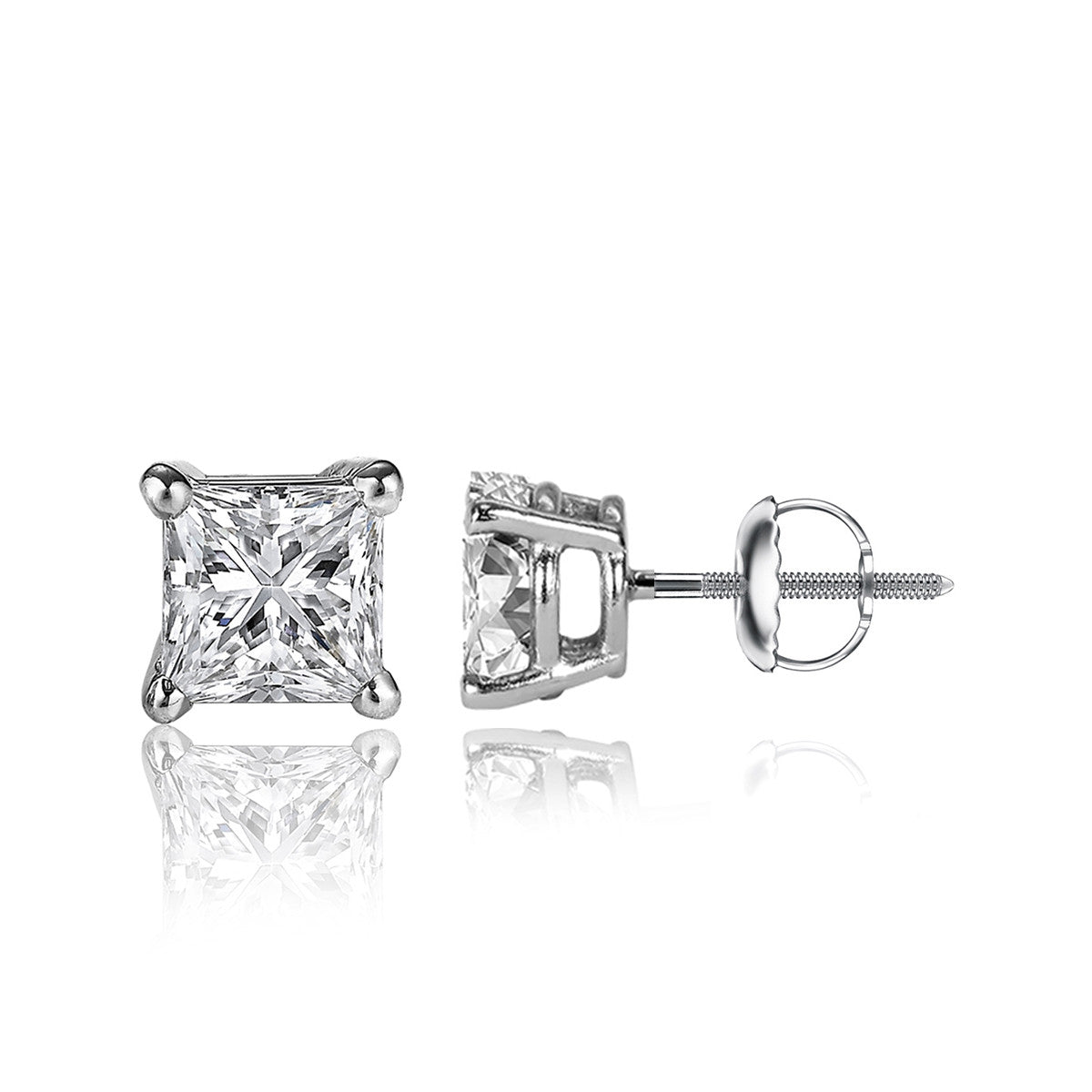 white gold stud earring set