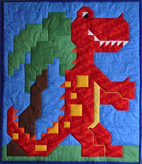 How to make a quilt example quilt with a dinosaur and a palm tree