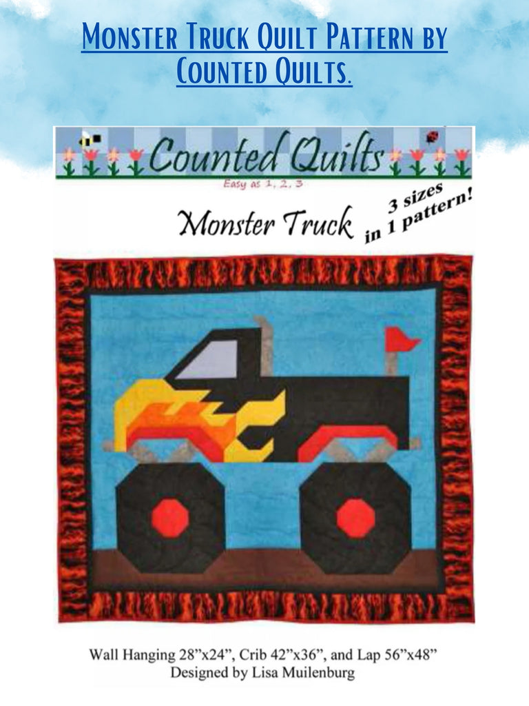 Monster Truck Quilt Pattern by Counted Quilts.