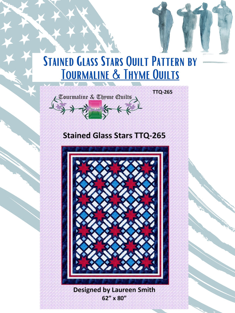 Stained Glass Stars Quilt Pattern by Tourmaline & Thyme Quilts.