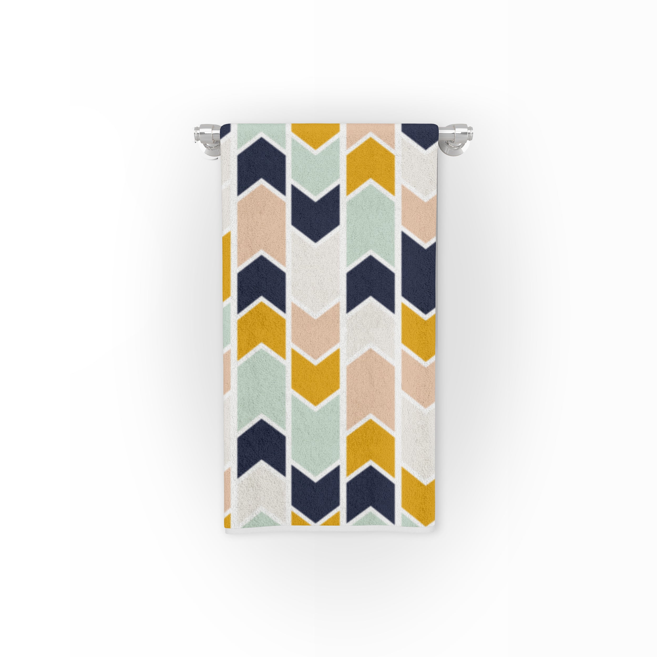 navy and yellow shower curtain