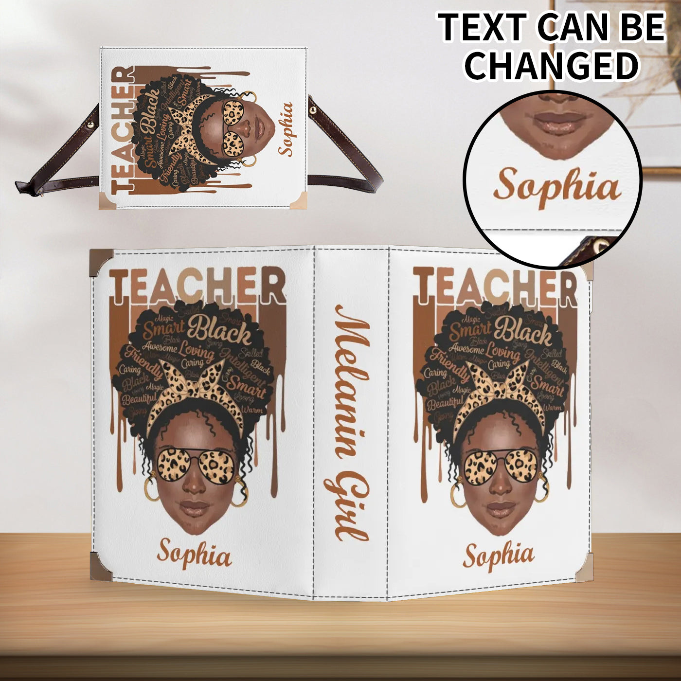 Black Melanin Teacher Wallet & Bag – Personalized Gift Set ✨