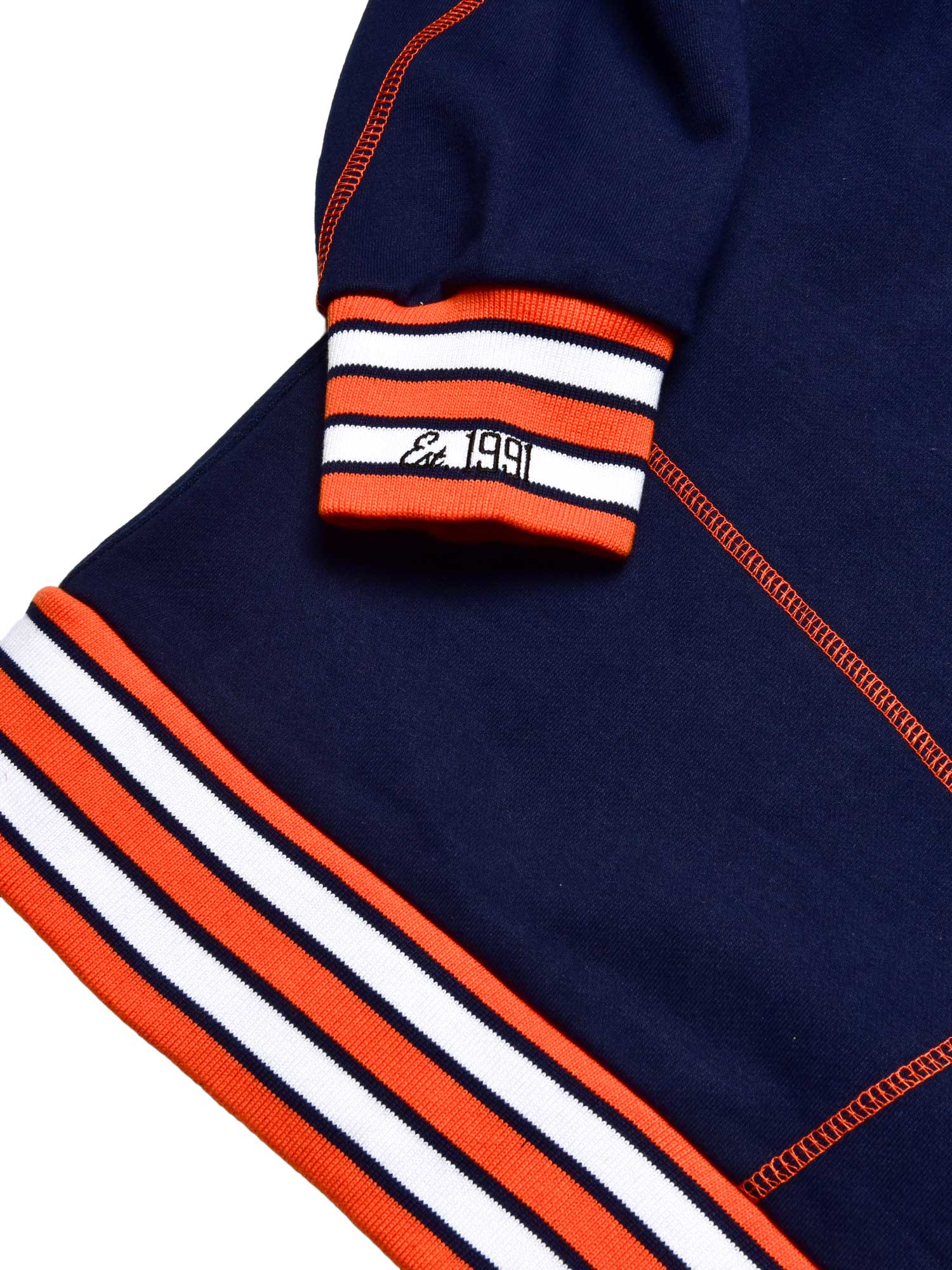 blue and orange polo sweat suit