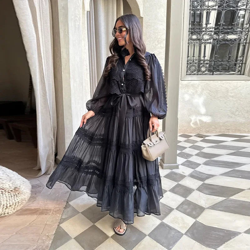 Zoe™ - Elegant Flowing Dress - Black