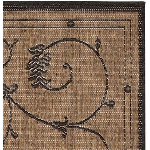 8'6 x 13' Indoor Outdoor Area Rug with Brown Black Floral Pattern