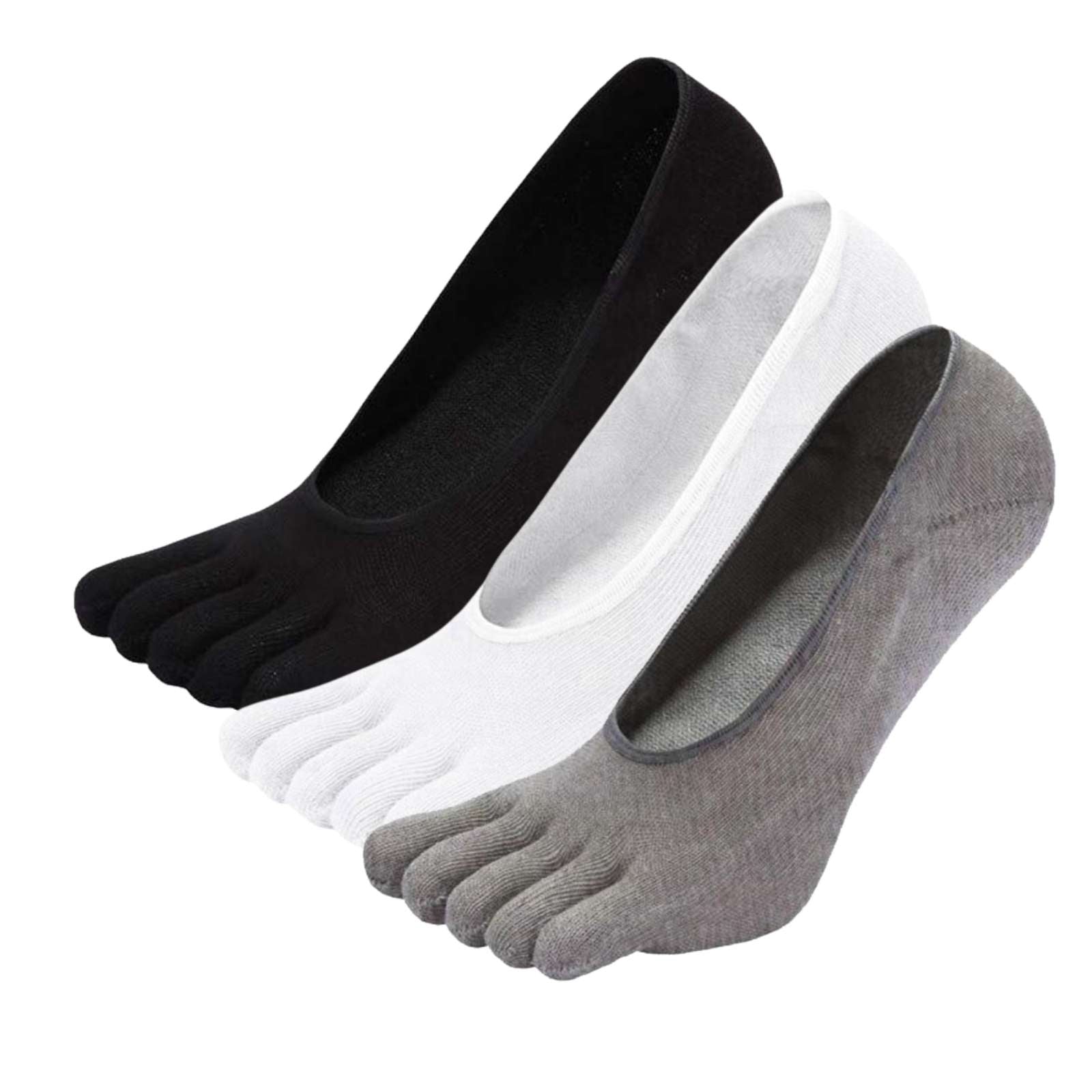 Womens Mens 3 Pairs Toe Sockettes No Show Five Fingers Cotton Socks, Pantsnsox