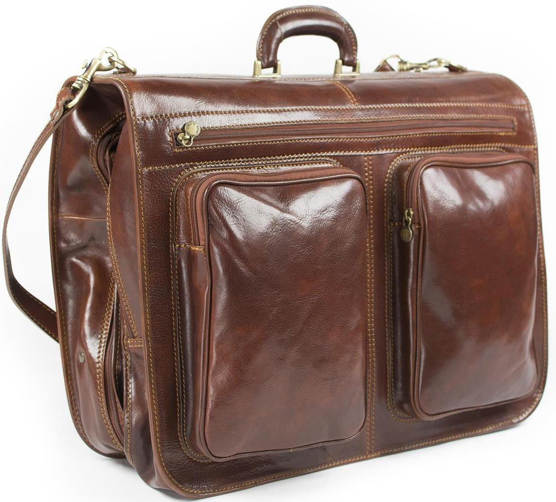 Genuine Italian Leather Cabin Suit Garment Bag Case - Rivello Leather