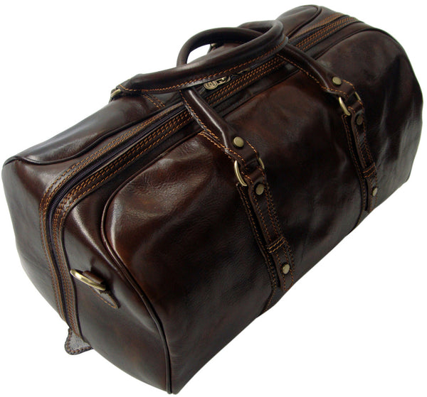 Genuine Italian Leather Holdall Dark Brown Available in 3 Sizes 3 Colo ...