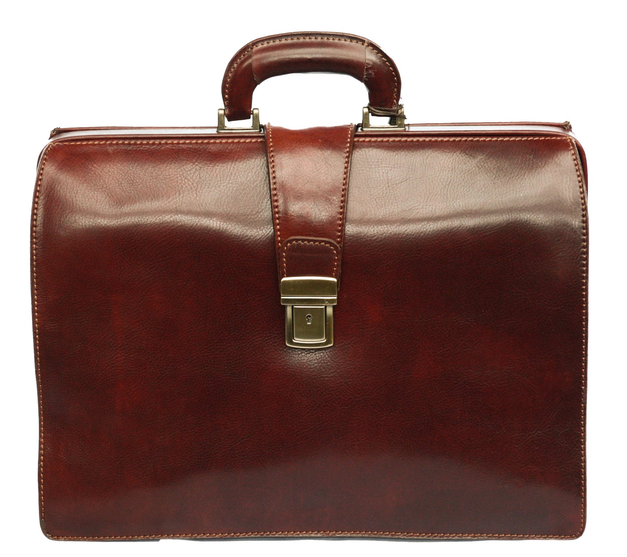 Italian Lawyers Top Opening Briefcase - Brown - Rivello Leather