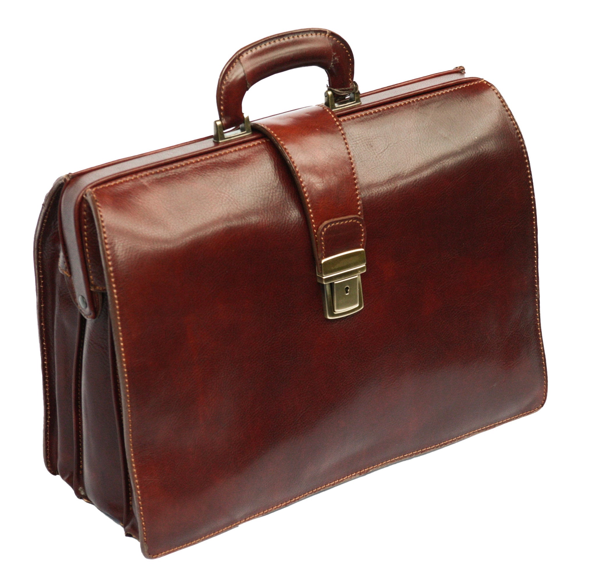 Italian Lawyers Top Opening Briefcase Brown Rivello Leather