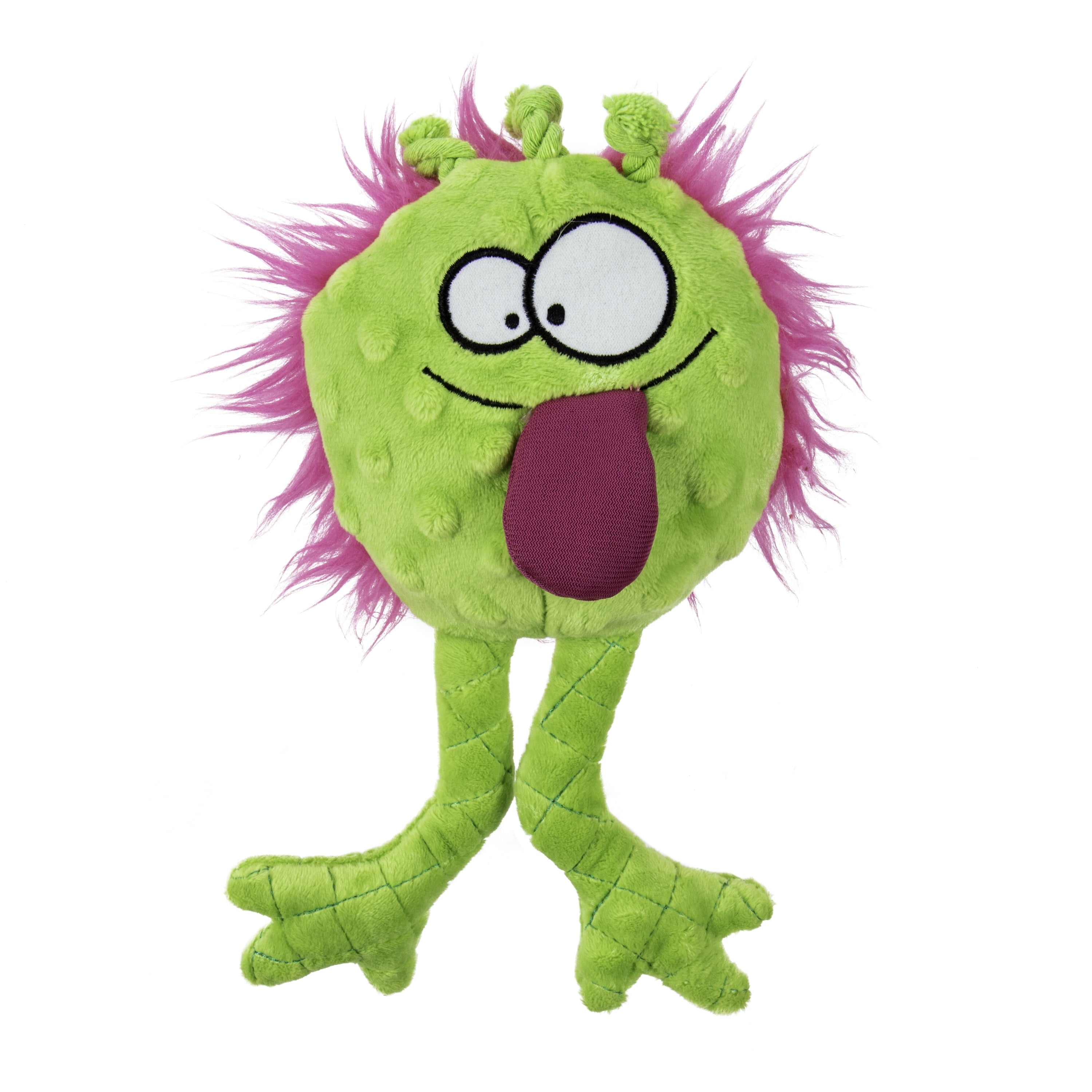 Playclean Germs Squeaky Plush Dog Toy with Odor-Eliminating Essential Oils, Chew Guard Technology - Lime, Small