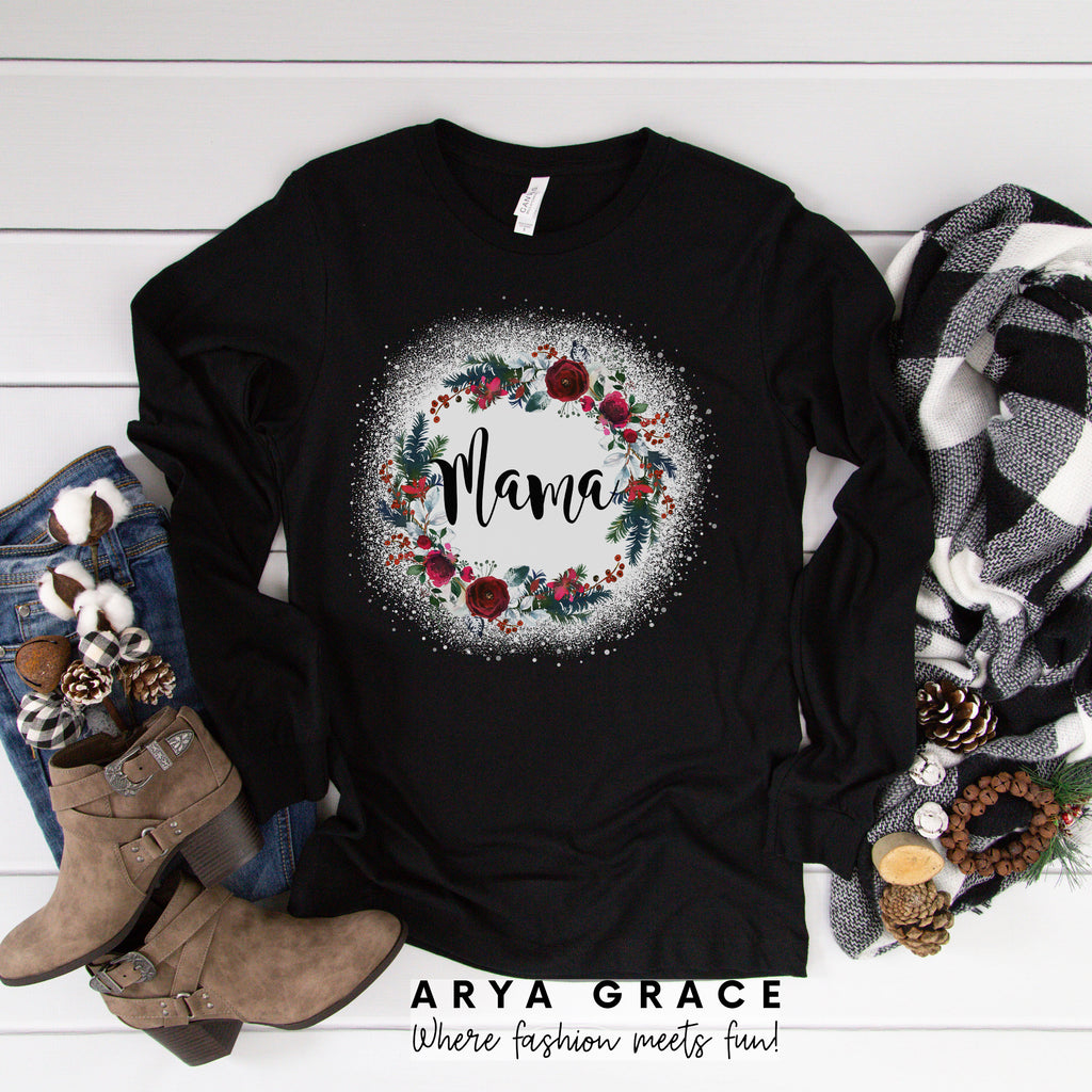 Download Personalized Christmas Wreath With Faux Bleached Effect Graphic Tee Arya Grace Llc