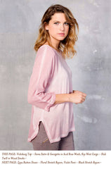 Vicksburg Top - Siena Satin & Georgette in Acid Rose Wash; Key West Cargo - Slub Twill in Wood Smoke