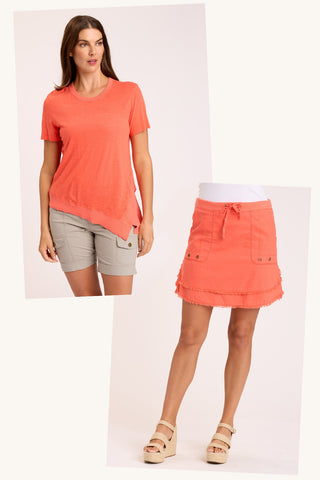 Lettie Tee & Hargen Tiered Skirt in Papaya