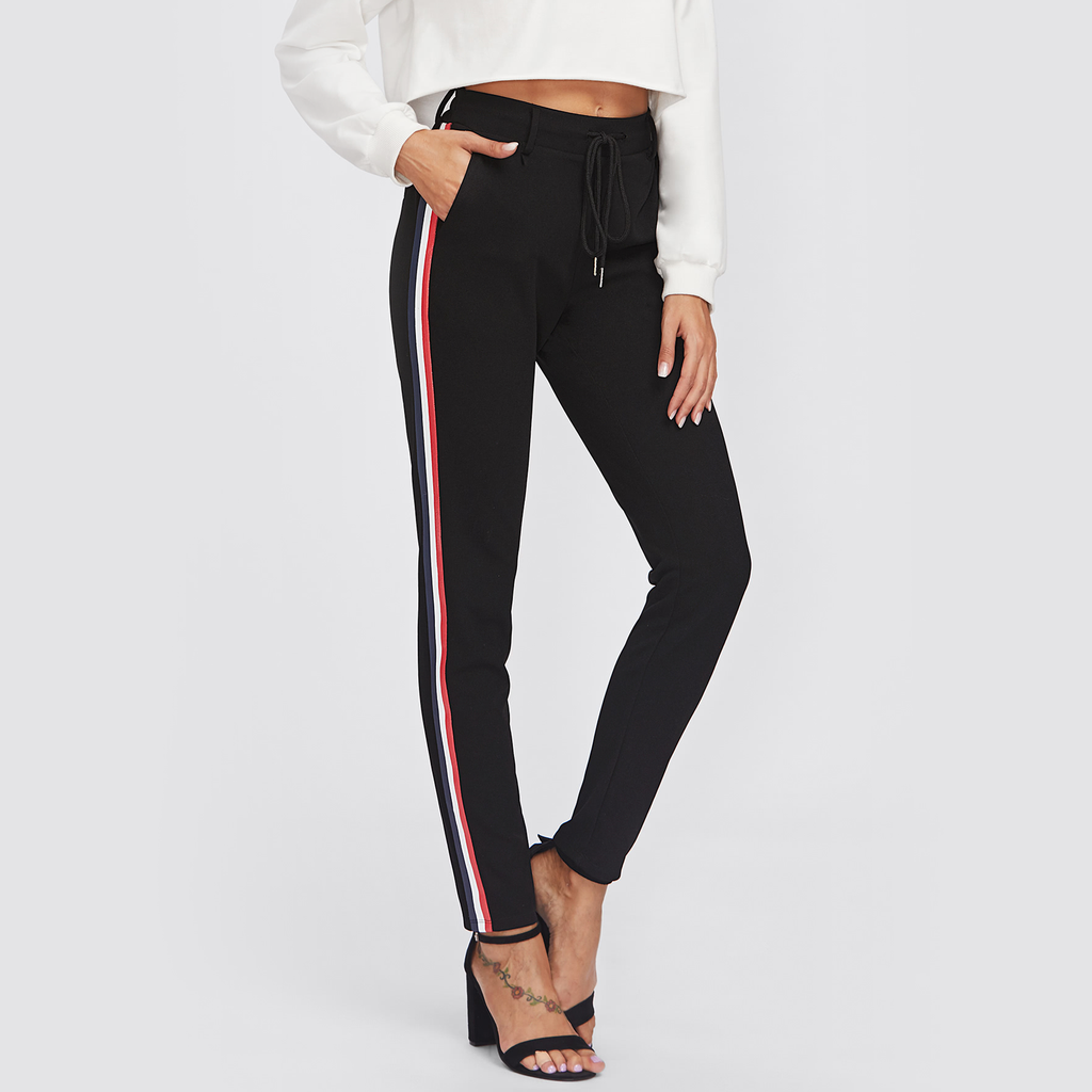 striped skinny pants