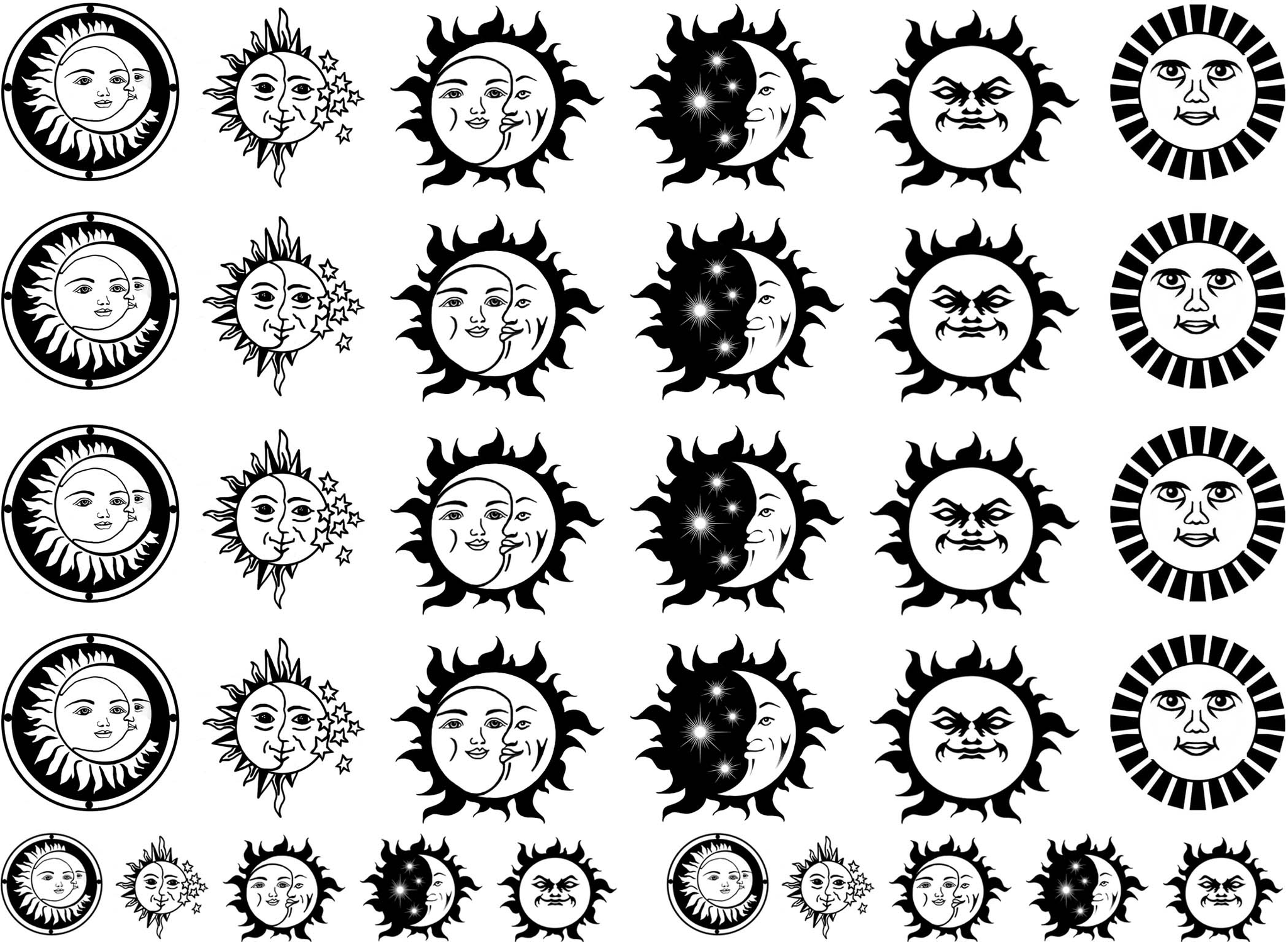 Celestial Sun Moon 3 4 To 1 Black 315 Fused Glass Decals Captive Decals