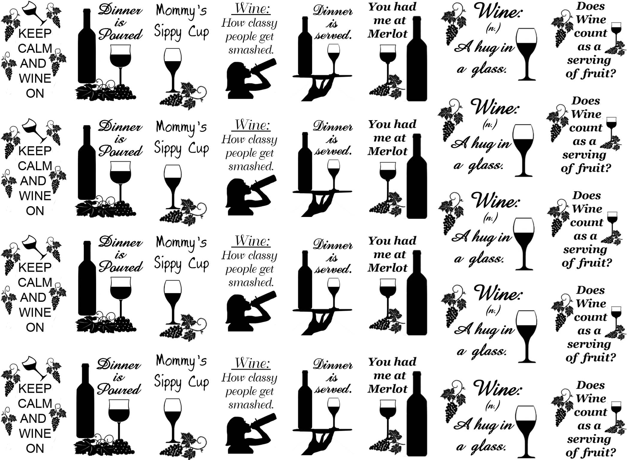 Wine Me 78 To 1 18 Black 322 Fused Glass Decals